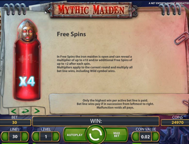 Slot Machine Mythic Maidenот Netent