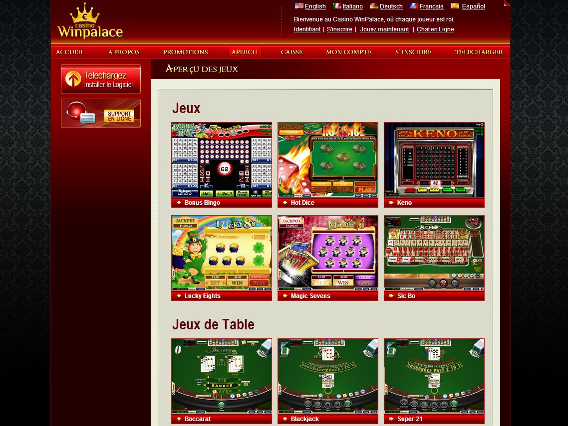 Testez le casino Winpalace, le palace des joueurs en ligne