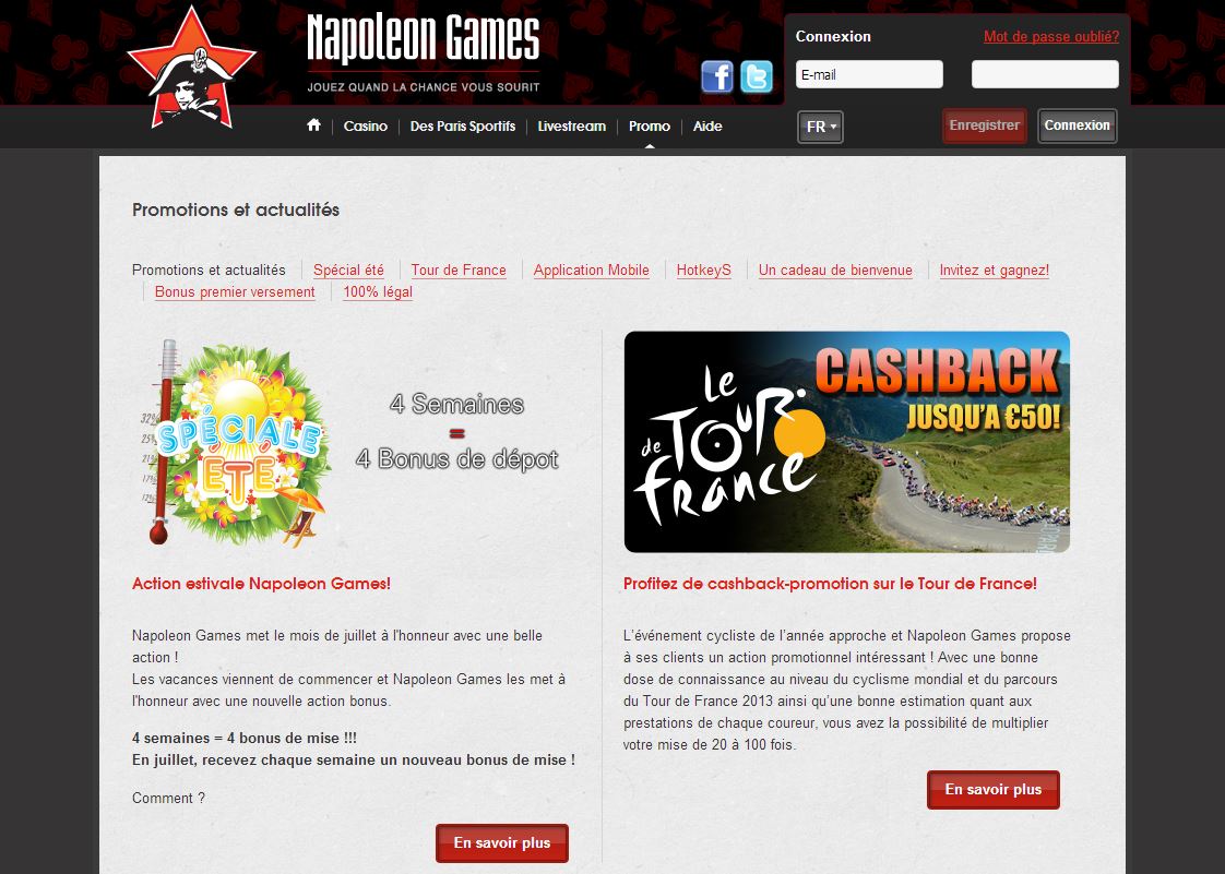 exclusif Napoleon Casino casino argent réel bannière promotionnelle