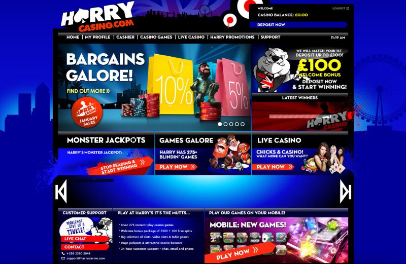 Jouez sur le Harry Casino en ligne avec 300€ de bonus