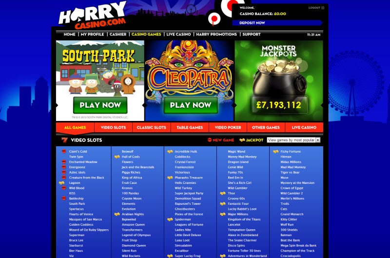 Jouez sur le Harry Casino en ligne avec 300€ de bonus