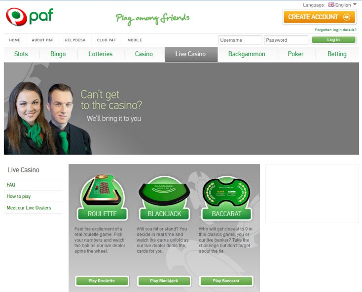 Play Paf Casino Online