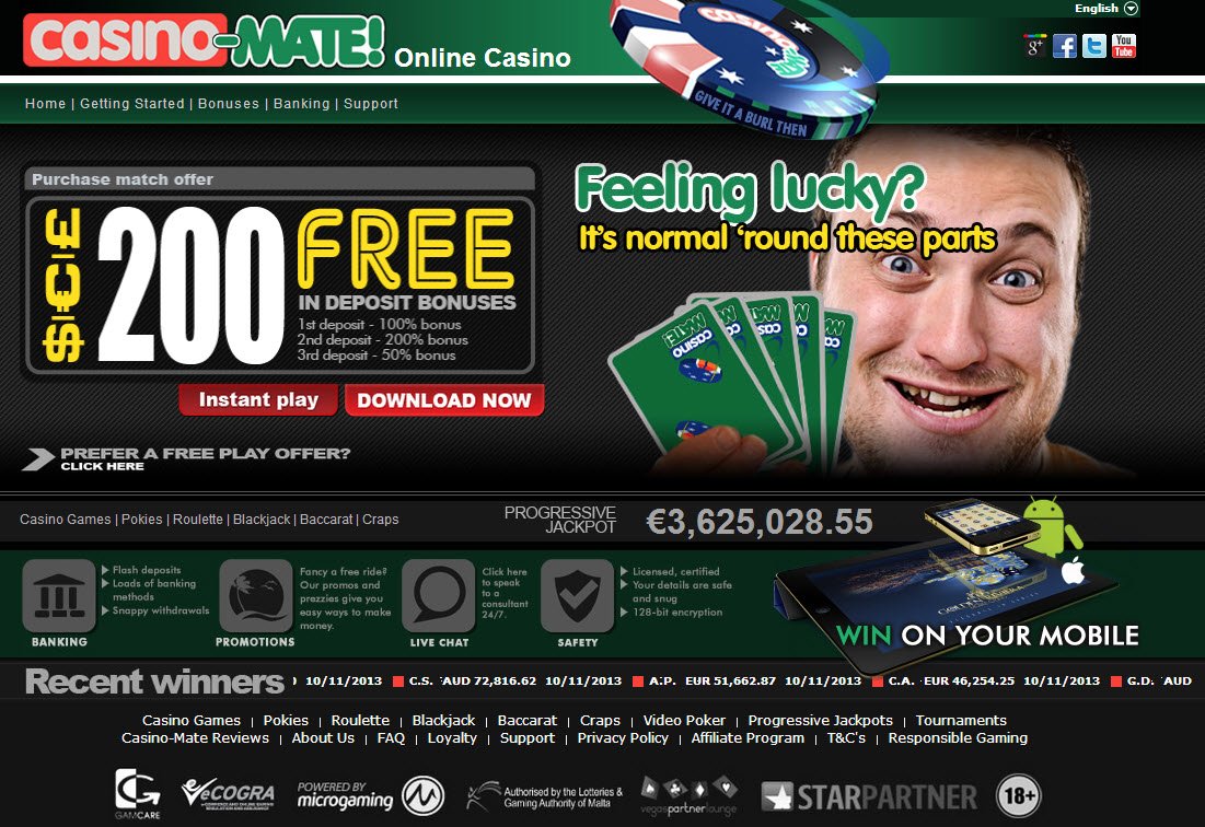 бонусы Casino MATE 10 руб