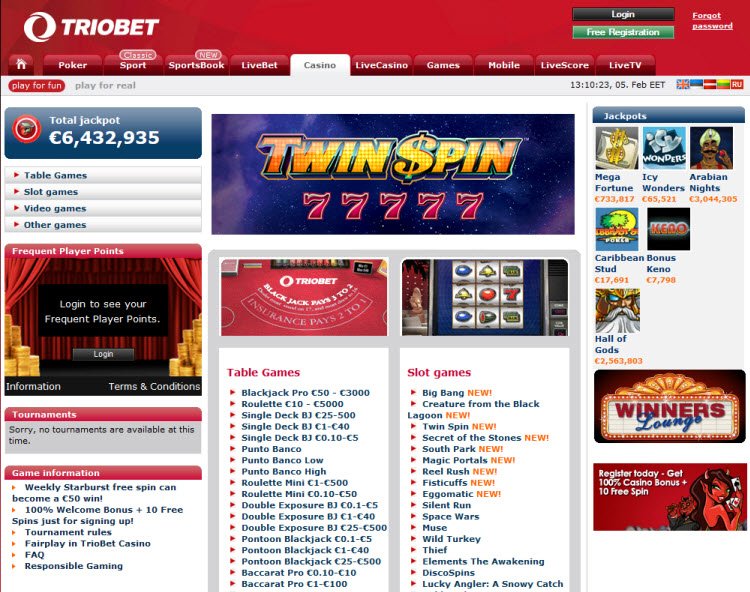 онлайн казино triobet обзор