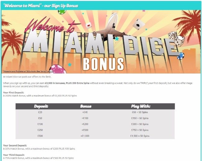 Miami Dice Casino Free Spins